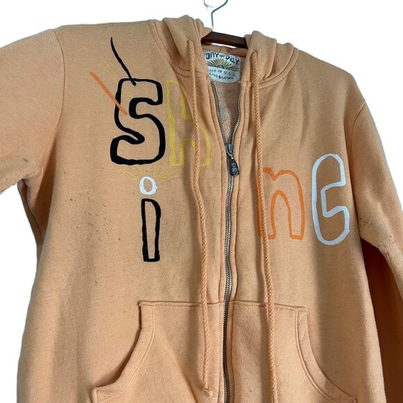 Day By Day X Dolls Kill Womens Orange Shine Zip Hoodie Sweater Size Large - Picture 7 of 7